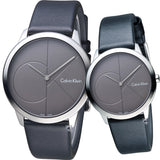 Calvin Klein Minimal Grey Dial Black Leather Strap Watch for Men - K3M221C3