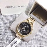 Michael Kors Blair Quartz Black Dial Gold Steel Strap Watch For Women - MK6497