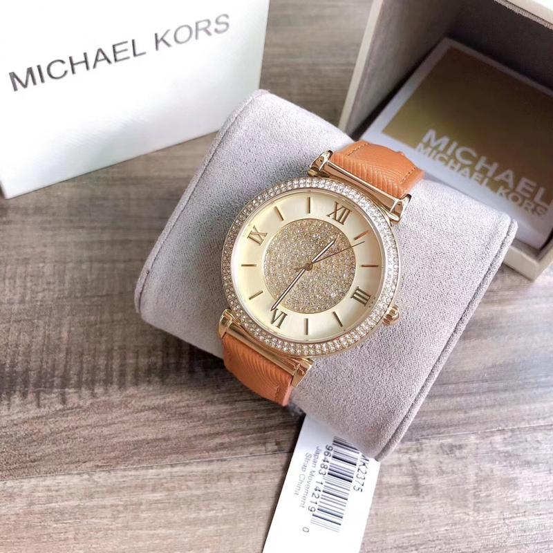 Specialisere forfatter Hjemløs Michael Kors Catlin Champagne Dial Brown Leather Strap Watch for Women