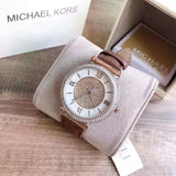 Michael Kors Caitlin Quartz Silver Dial Gray Leather Strap Watch For Women - MK2377