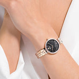 Swarovski Cosmopolitan Black Dial Rose Gold Steel Strap Watch for Women - 5517797