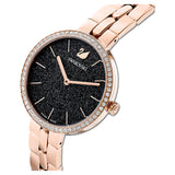 Swarovski Cosmopolitan Black Dial Rose Gold Steel Strap Watch for Women - 5517797