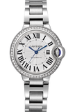 Cartier Ballon Bleu De Cartier Diamonds Silver Dial Silver Steel Strap Watch for Women - W4BB0023