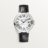 Cartier Ballon Bleu de Cartier Silver Dial Black Leather Strap Watch for Men - WSBB0026