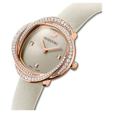 Swarovski Crystal Flower Grey Dial Grey Leather Strap Watch for for Women - 5552424