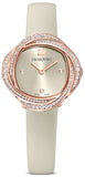 Swarovski Crystal Flower Grey Dial Grey Leather Strap Watch for for Women - 5552424