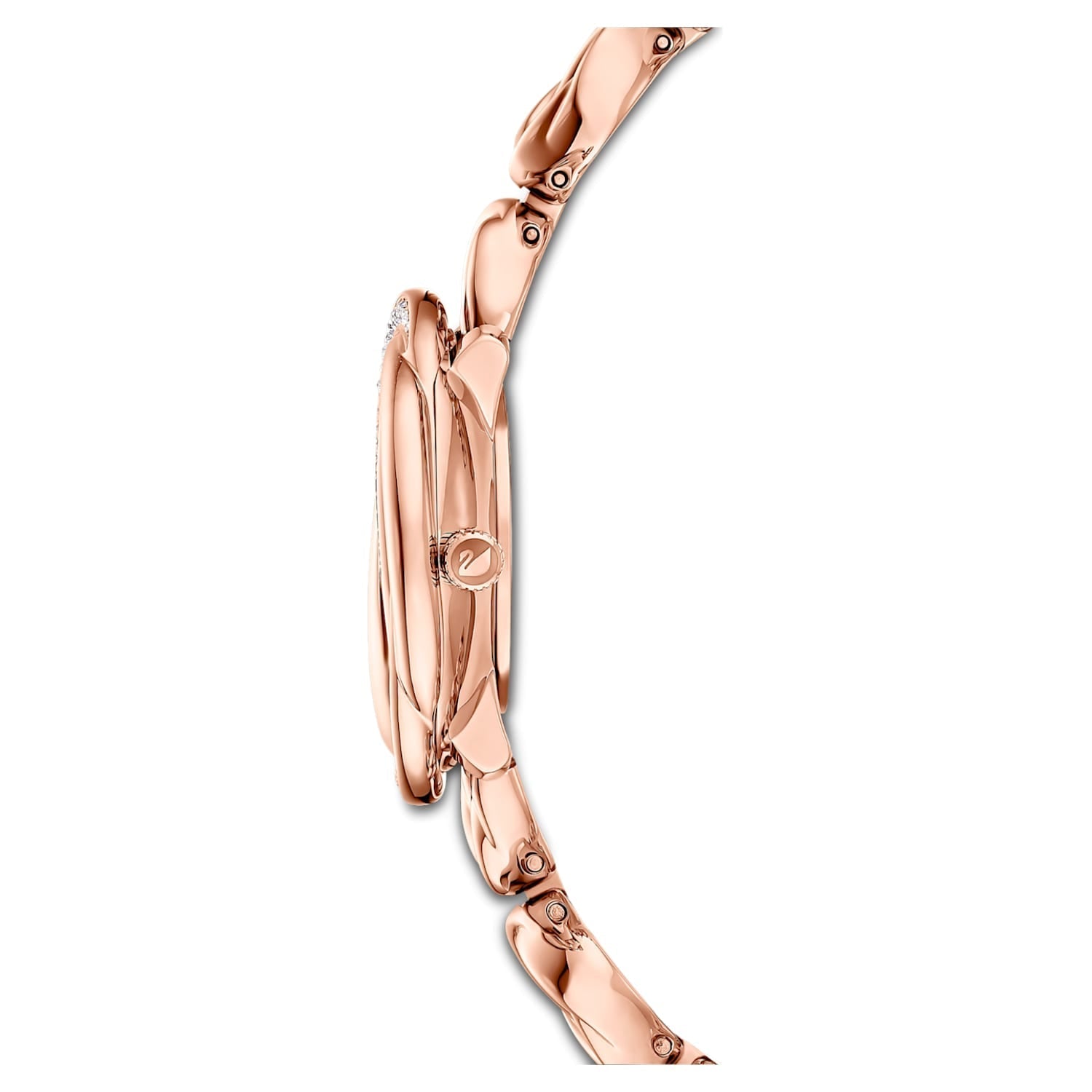 Swarovski Crystal Flower Silver Dial Rose Gold Steel Strap Watch for W