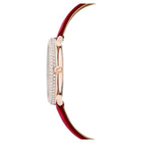 Swarovski Crystal Frost Red Dial Red Leather Strap Watch for Women - 5519226