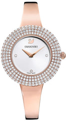 【良品】スワロフスキー Crystal Rose 5484050 箱保付き腕時計 Swarovski Crystal Rose Black Dial Rose Gold Steel Strap Watch for