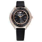 Swarovski Crystalline Aura Black Dial Black Leather Strap Watch for Women - 5558634