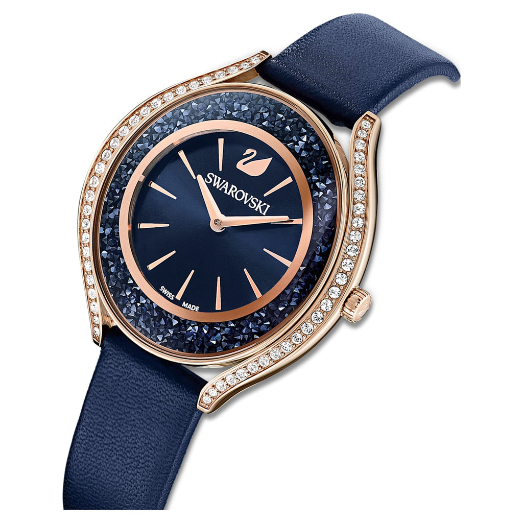 Swarovski Crystalline Aura Blue Dial Blue Leather Strap Watch for Women