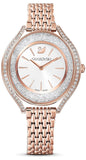 Swarovski Crystalline Aura Silver Dial Rose Gold Steel Strap Watch for Women - 5519459