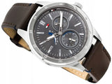 Tommy Hilfiger Austin Grey Dial Brown Leather Strap Watch for Men - 1791637