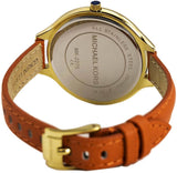 Michael Kors Runway Quartz Gold Dial Orange Leather Strap Watch For Women - MK2275