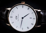 Daniel Wellington Dapper Sheffield White Dial Black Leather Strap Watch For Men - DW00100092