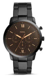 Fossil Neutra Chronograph Black Dial Black Steel Strap Watch for Men - FS5525