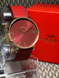 Coach Perry Red Dial Red Leather Strap Watch for Women - 14503867