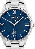 Hugo Boss Governer Blue Dial Silver Steel Strap Watch for Men - 1513487