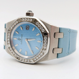 Audemars Piguet Royal Oak Quartz Diamonds Turquoise Dial Turquoise Leather Strap Watch for Women - 67601ST.ZZ.D034CR.01