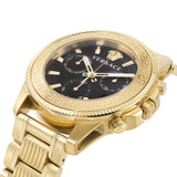 Versace Greca Action Chronograph Black Dial Gold Steel Strap Watch For Men - VE3J00622