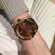 Michael Kors Bradshaw Burgundy Dial Two Tone Steel Strap Watch for Women - MK6270