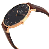 Daniel Wellington Classic St Mawes Black Dial Brown Leather Strap Watch For Men - DW00100124