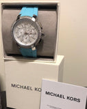 Michael Kors Sidney Multifunction Analog White Dial Turquoise Silicone Strap Watch For Women - MK7246