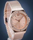 Michael Kors Lennox Three Hand Rose Gold Dial Rose Gold Mesh Strap Watch For Women - MK7336