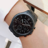 Fossil Forrester Chronograph Black Dial Black Steel Strap Watch for Men - FS5697