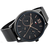 Tommy Hilfiger Damon Quartz Black Dial Black Mesh Bracelet Watch for Men - 1791420