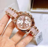 Michael Kors Bradshaw Rose Gold Dial Two Tone Steel Strap Watch for Women - MK6066