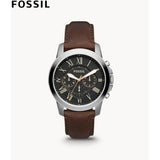 Fossil Grant Chronograph Black Dial Brown Leather Strap Watch for Men - FS4813