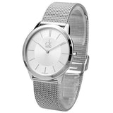 Calvin Klein Minimal Silver Dial Silver Mesh Bracelet Watch for Men - K3M21126