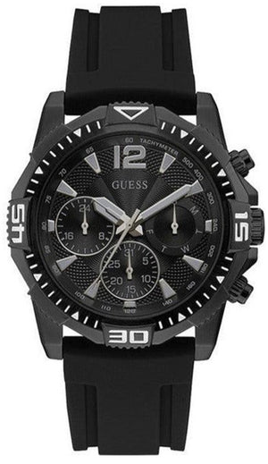 Guess Commander Black Dial Black Rubber Strap Watch for Men - GW0211G3