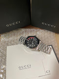 Gucci Dive Quartz Black Dial Silver Steel Strap Watch For Men - YA136212