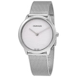 Calvin Klein Minimal White Dial Silver Mesh Bracelet Watch for Women - K3M2212Y