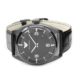 Emporio Armani Franco Black Dial Black Leather Strap Watch For Men - AR0368