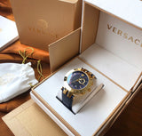 Versace Race GMT Blue Dial Blue Leather Strap Watch For Men - 29G70D282