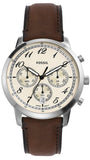 Fossil Neutra Chronograph White Dial Brown Leather Strap Watch for Men - FS6022