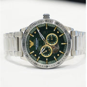 Emporio Armani Meccanico Automatic Green Dial Silver Steel Strap Watch For Men - AR60053