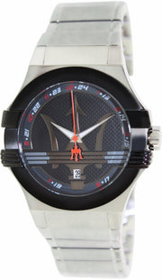 Maserati Potenza Black Dial Silver Steel Strap Watch For Men - R8853108001