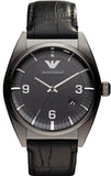 Emporio Armani Franco Black Dial Black Leather Strap Watch For Men - AR0368