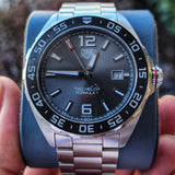 Tag Heuer Formula 1 Kaliber 5 Kronograf Antrasit Dial Jam Tangan Tali Baja Perak untuk Pria - WAZ2011.BA0842