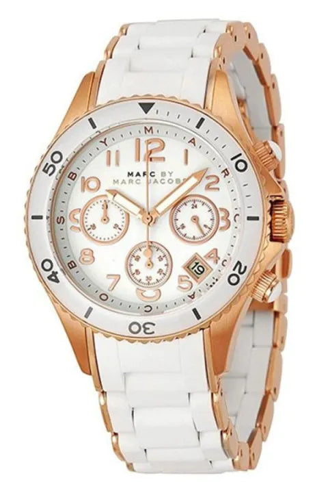 Marc Jacobs Rock Chronograph White Dial White Silicone Strap  display picture 2