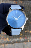 Calvin Klein City Blue Dial Blue Leather Strap Watch for Women - K2G231VN