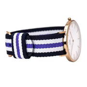 Daniel Wellington Classic Trinity White Dial Three Tone Nylon Strap Watch For Women - 0509DW
