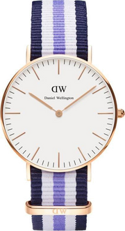 Daniel Wellington Classic Trinity White Dial Three Tone Nylon Strap Watch For Women - 0509DW