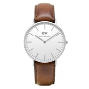Daniel Wellington St Mawes White Dial Brown Leather Strap Watch For Men - DW00100052