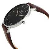 Daniel Wellington Classic Bristol Black Dial Brown Leather Strap Watch For Men - DW00100131