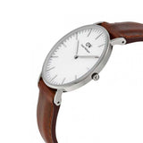 Daniel Wellington St Mawes White Dial Brown Leather Strap Watch For Men - DW00100052